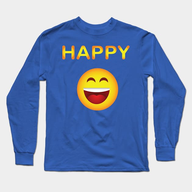 Happy Long Sleeve T-Shirt by JevLavigne